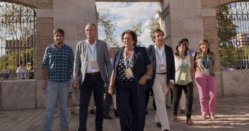 Rita Barberá, Alberto Fabra y Carlos Floriano en su llegada al seminario de NNGG. 