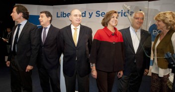 Carlos Floriano, Ignacio González, Jorge Fernández, María Dolores de Cospedal, Javier Arenas y Esperanza Aguirre en las jornadas 