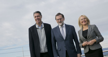 Mariano Rajoy con Xavi García Albiol y María Angeles Olmedo en Girona