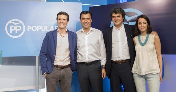 Pablo Casado, Fernando Martínez-Maillo, Jorge Moragas y Andrea Levy en la presentación de la Conferencia