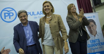 María Dolores de Cospedal con Enric Millo y Alicia Sánchez-Camacho en Figueras