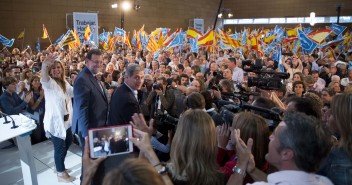 Mariano Rajoy, Alicia Sánchez Camacho y Alberto Fernández  en el acto de Barcelona