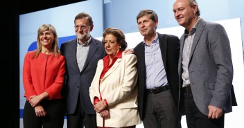 Los candidatos a las alcaldías de Castellón, Alicante y Valencia junto a Alberto Fabra y Mariano Rajoy