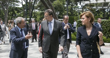 Mariano Rajoy y María Dolores de Cospedal durante el acto de presentación de candidatos