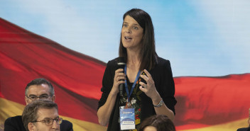 La candidata del PP en Cantabria, Ruth Beitia, durante su intervención en la Convención Nacional