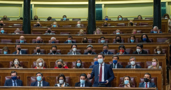 Teodoro García Egea hoy, en la sesión de control al Gobierno en el Congreso