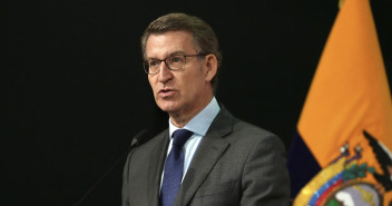 Alberto Núñez Feijóo durante la conferencia pronunciada en la Universidad de Las Américas, de Quito 