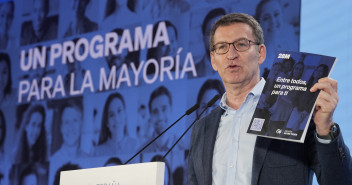 Alberto Núñez Feijóo en el acto de presentación del programa marco para las elecciones del 28M