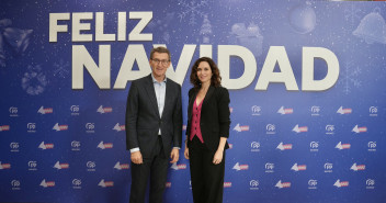 Alberto Núñez Feijóo e Isabel Díaz Ayuso en la cena de Navidad del PP de Madrid