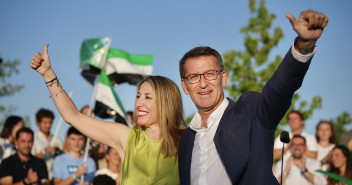 Alberto Núñez Feijóo y María Guardiola durante el acto celebrado en Badajoz