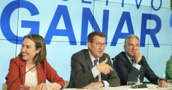 Alberto Núñez Feijóo, Cuca Gamarra y Elías Bendodo en la Junta Directiva Nacional del PP
