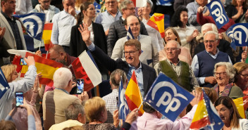 Alberto Núñez Feijóo en un mitin en Santander