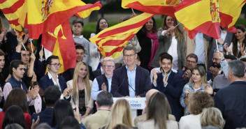 Alberto Núñez Feijóo durante el mitin celebrado en Barcelona