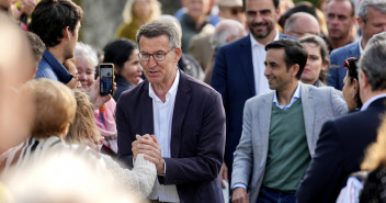 El presidente del PP, Alberto Núñez Feijóo, durante el mitin celebrado en Ferrol