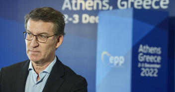 El presidente del Partido Popular, Alberto Núñez Feijóo, durante la Cumbre del EPP en Atenas