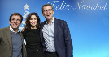 Alberto Núñez Feijóo asiste a la Cena de Navidad de PP Madrid, junto a Isabel Díaz Ayuso y José Luis Martínez-Almeida