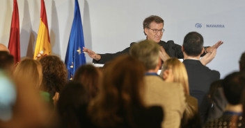 Alberto Núñez Feijóo durante su intervención en el VIII Congreso del PP de Navarra