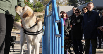 El presidente del Partido Popular, Alberto Núñez Feijóo, visita la Fundación Once del Perro Guía