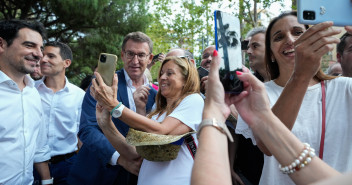 El presidente del PP, Alberto Núñez Feijóo, durante el acto celebrado en Castelldefels