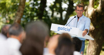 El presidente del Partido Popular, Alberto Núñez Feijóo, durante su intervención en la inauguración del curso político