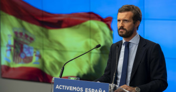 El presidente del Partido Popular, Pablo Casado, en su intervención ante la Junta Directiva Nacional