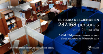 El paro desciende en 237.168 personas en el último año