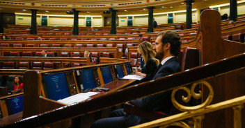 El presidente del Partido Popular, Pablo Casado, en la Sesión de Control al Gobierno