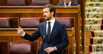 El presidente del Partido Popular, Pablo Casado, en la Sesión de Control al Gobierno