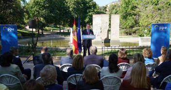Feijóo hoy, en el acto de conmemoración del Día de Europa y del LXXII aniversario de la Declaración Schuman