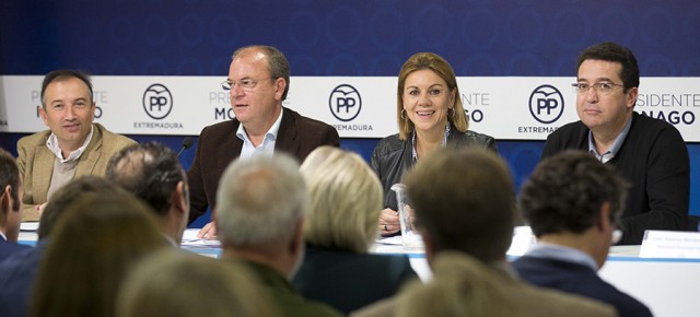 María Dolores de Cospedal con José Antonio Monago en la Interparlamentaria del PP de Extremadura