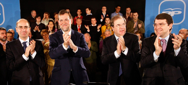 EL PRESIDENTE NACIONAL DEL PARTIDO POPULAR, MARIANO RAJOY, DURANTE EL ACTO CELEBRADO EN SALAMANCA