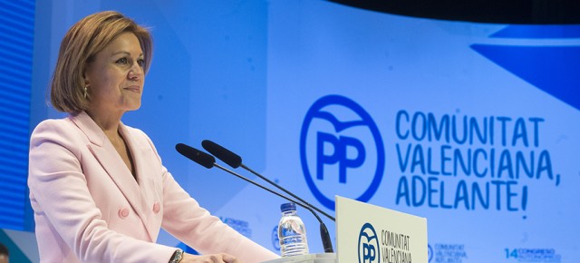 María Dolores de Cospedal durante su intervención en el 14 Congreso del PPCV