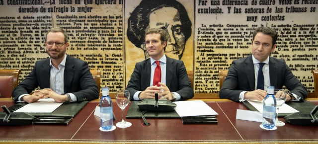 Javier Maroto, Pablo Casado y Teodoro García Egea
