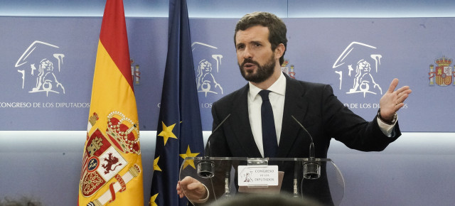 Rueda de prensa de Pablo Casado tras la reunión con Pedro Sánchez