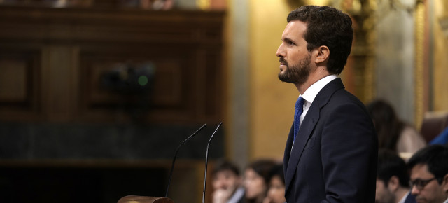 Pablo Casado, durante su intervención en el debate de investidura