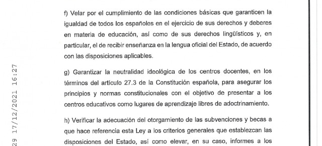 Proposición de ley de Alta Inspección Educativa