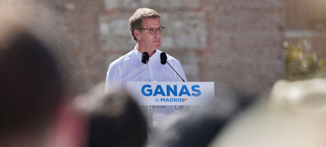 El presidente del PP, Alberto Núñez Feijóo, durante su intervención