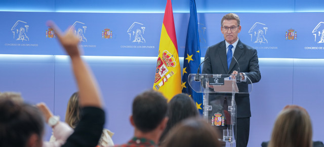 Rueda de prensa de Alberto Núñez Feijóo en el Congreso de los Diputados
