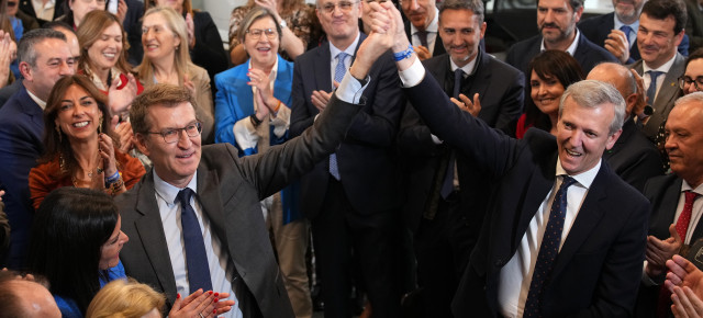 Alberto Núñez Feijóo y Alfonso Rueda en la reunión del Comité Ejecutivo Nacional