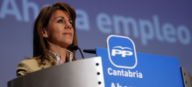 María Dolores de Cospedal durante su intervención en la inauguración de la III Convención Regional del PP de Cantabria