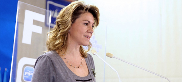 La secretaria general del Partido Popular, María Dolores Cospedal durante su intervención en el Foro Madrid