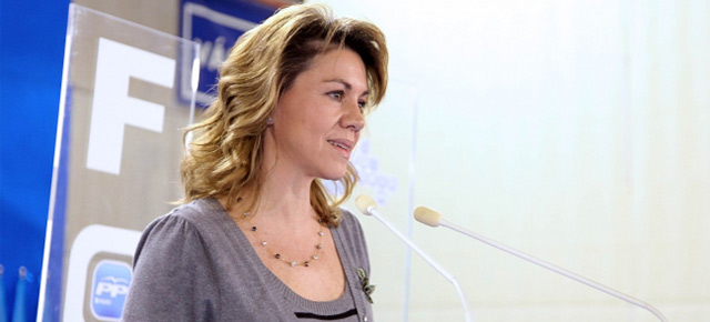 La secretaria general del Partido Popular, María Dolores Cospedal durante su intervención en el Foro Madrid