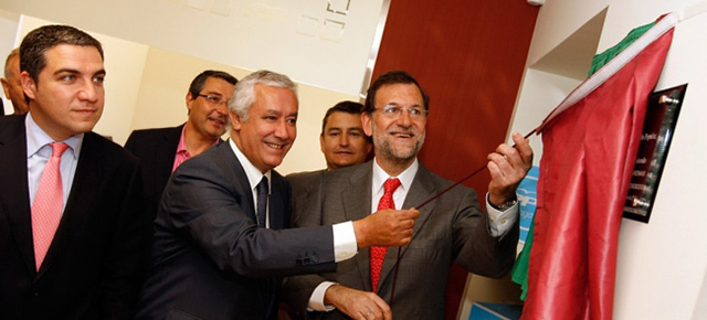 Mariano Rajoy y Javier Arenas, en la inauguracion de la sede del Partido Popular de Malaga
