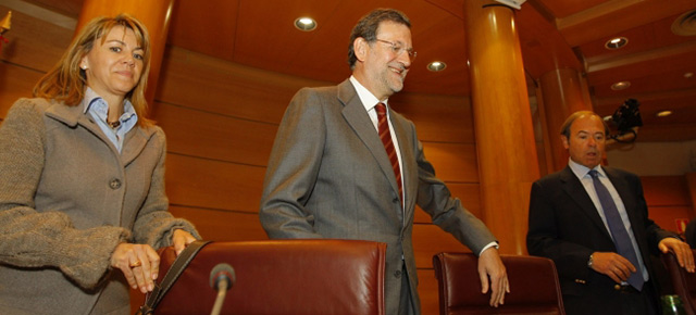Mariano Rajoy, María Dolores de Cospedal y Pío García Escudero en el Senado