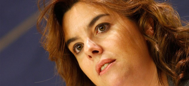 Soraya Sáenz de Santamaría durante la rueda de prensa celebrada esta mañana