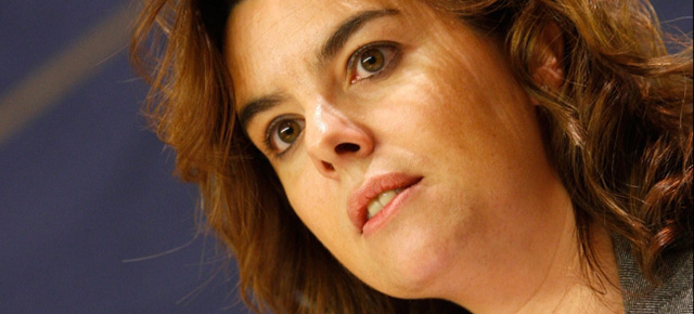 Soraya Sáenz de Santamaría durante la rueda de prensa celebrada esta mañana