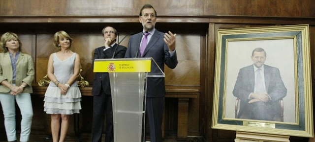 Mariano Rajoy durante su intervención en el acto de colocación de su retrato
