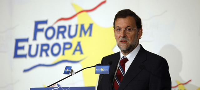 El presidente del Partido Popular, Mariano Rajoy, durante su intervención