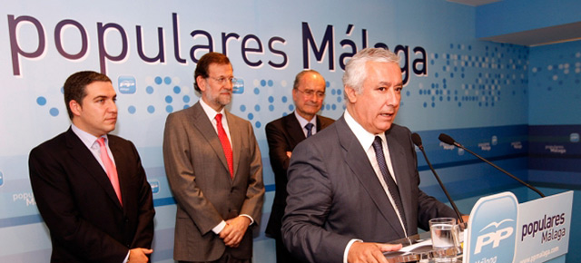 Mariano Rajoy y Javier Arenas, en la inauguracion de la sede del Partido Popular de Malaga