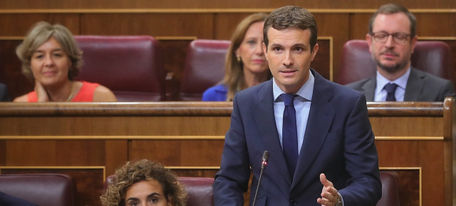 Pablo Casado durante la sesión de control al Gobierno en el Congreso de los Diputados